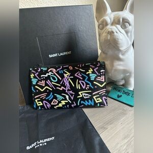 YSL Graphic Multi-Colored Bill Pouch